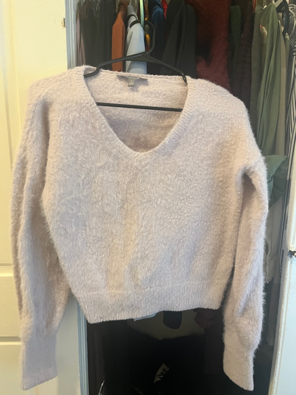 Cozy V-Neck Plush Sweater in Light Lilac